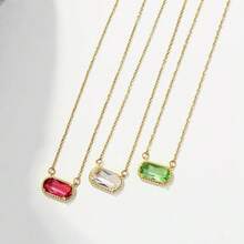 Birthstone Necklace For Women 14k Gold Plated Preppy Oval Stone Necklaces   Pendant Necklaces Birthday Gifts For Women Mom Wife Friends-307968 - 五月綠寶石 - 查看 6
