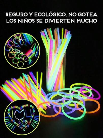 100pcs/box Glow in the Dark Glow Sticks Glow Sticks Neon Wristbands Bracelets Glow Sticks Ideal para decoraciones de fiestas, adecuado para Navidad y más.