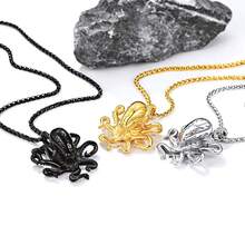 PROSTEEL Stainless Steel Shark/Octopus/Wolf Tooth Necklace For Men Women, Black/Gold/Silver Tone, Punk Rock Necklace, 22inch-24inch Adjustable, Come With Box-389426 - 03Bạch tuộc-Vàng - Xem 4