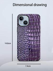 1 Peça Capa Protetora de Telefone com Textura de Couro de Crocodilo Preto, à Prova de Choque, com Design Giratório de Som, Compatível com iPhone - Roxo - Visão 7