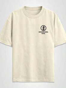 Basic Unisex T-Shirt 100% Cotton College Printed Civil Engineering Shirt - Beige - View 1