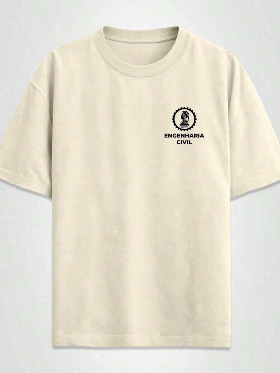 Basic Unisex T-Shirt 100% Cotton College Printed Civil Engineering Shirt - Beige - View 1