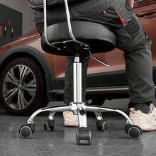 Shop Stool With Backrest, Pneumatic Garage Seat/Work Stool With Wheels, 300 Lbs Load, Adjustable Roller Creeper Seat, 360° Swivel Padded Workshop Stool, For Garage, Shop & Auto Repair, Black - With High Backrest, No Storage - View 1