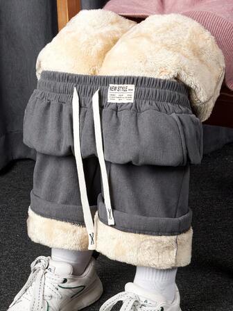 Women'S Thermal Lined Straight Leg Sweatpants, Warm And Comfortable Casual Pants For Winter Tights