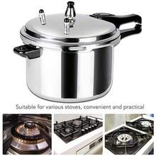 5 Litre Home Dual Handle Aluminum Pressure Cooker Kitchen Catering Cookware New - Silver - View 5