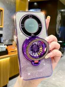 1套磁吸陀螺仪支架,旋转减压渐变闪光手机壳,无线充电后盖,兼容荣耀50 Lite/Magic 5 Lite/X9A/Magic 6 Lite/X9B/Magic 4 Lite/X9/X9C/X9C Smart/Magic 5 Pro/6 Pro/X7C/Magic 7 Lite,热塑性聚酯纤维材质,智能手机配件 | 闪光手机壳 | 支持无线充电功能,国际版,非国内版 - 粉色 - 查看 3