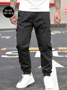 Spring/Autumn New Multi-Pocket Loose Casual Cargo Pants For Men, Runs Small, Order 1 Size Up, Fall - Black - View 3