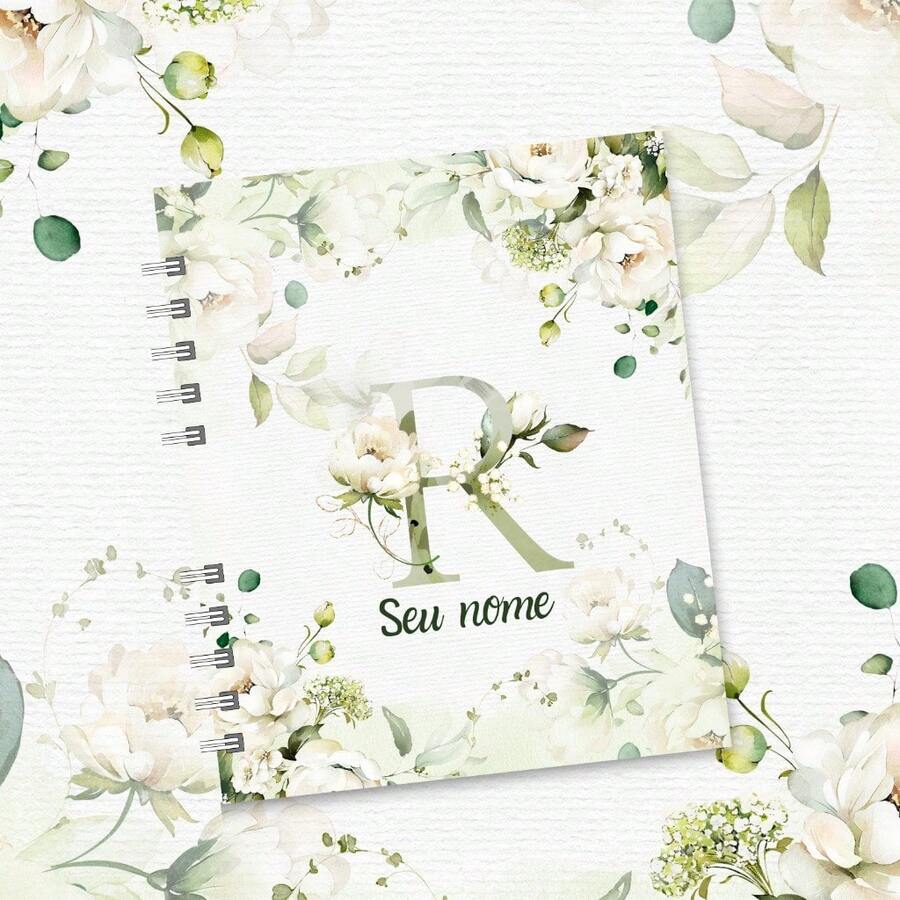 Personalized A5 Floral Notebook With Initial And Name - R - View 1