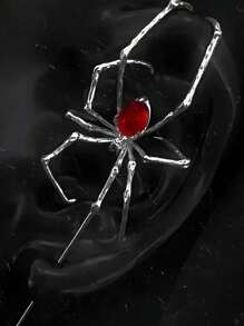 1pc Halloween Dark Gothic Creeper Spider Ear Cuffs For Women, Sweet Cool Punk Personalized Exaggerated Copper Earring Clip, Halloween Party Ear Jewelry Accessories Festival Gifts