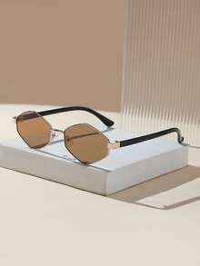 1 Stück Damen Metallrahmen Geometrischer Rahmen Leichte Mode Brille, geeignet für den täglichen Gebrauch und als Reisezubehör