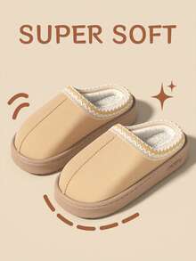 Chaussons douillets pour femmes, chaussons d'intérieur pour couples avec semelle épaisse et doublure thermique pour l'automne/l'hiver