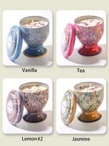 Lumânare parfumată cu flori uscate, 1 buc., în borcan tip pahar, model decorativ, potrivită pentru decorare, aromaterapie și diverse festivaluri, cel mai bun cadou pentru familie și prieteni, disponibilă în cutie individuală sau set de 4 piese.