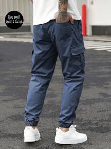 Spring/Autumn New Multi-Pocket Loose Casual Cargo Pants For Men, Runs Small, Order 1 Size Up, Fall - Blue - View 4