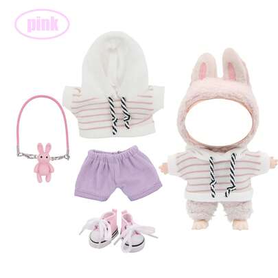 Cute Rabbit Shoulder Bag Charm, New Sweatshirt And Pants Set, For Labubu, Holiday And Birthday Gift (Excluding Plush Doll)