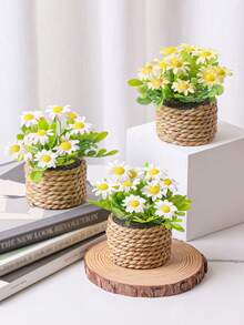 1/2/3 chậu cây giả hình hoa cúc La Mã bằng mây, cỏ giả, cỏ biển, 3 loại cây giả hình dạng khác nhau, trang trí nhà cửa, vật trang trí sân vườn, cây xanh, quà tặng ngày Valentine, trang trí lễ Phục Sinh, trang trí bàn làm việc, mùa cưới, điểm nhấn nhà cửa. - Nhiều màu-F - Xem 2