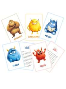 New English German Emotion Card 32 Cute Monster Emotion Card Animal Emotion Learning Mindfulness Card