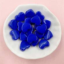 50pcs 11.7*13.5mm Acrylic Heart Loose Beads DIY  Bracelet Materials Jewelry Making Accessories - 藍色 - 查看 2