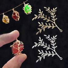 Set de 6 piezas de marcos colgantes con diseño de rama de árbol DIY, para joyería hecha a mano, que incluye 3 piezas en color dorado y 3 piezas en color plata de bases de colgante de cristal de cobre para hacer collares, suministros de manualidades para hombres y mujeres