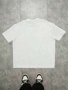 Los Angeles LA Hand Gesture Print Street Style Black Drop Shoulder-Shirt Men - 白色 - 查看 5