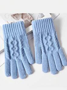 1双毛绒加厚保暖防寒户外触屏露指手套，适合年轻人针织手套，男女通用秋冬打字手套，休闲宽松款式，适合送朋友当礼物