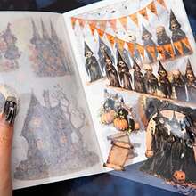 20pcs/Book, Vintage Dark-Themed Sticker Book, Halloween Theme, Suitable For Decorating Phone Cases, Clipboards, Postcards, Journals, Halloween-Themed Sticker Book, Creative DIY Materials