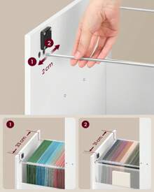 File Cabinet, Filing Cabinet For Home Office, Printer Stand, With 4 Lockable Drawers, Adjustable Hanging Rails, For A4 And Letter-Size Files, Cloud White