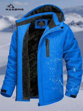 NASBING Herr Vinterskidjacka Vattentät Vindtät Snowboard Termofodrad Huva Vinterkläder Parka 4 Fickor Vandring Camping Klättring, Skidåkning