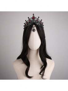 1 Peça Coroa de Noiva Gótica Vintage Feita à Mão, Coroa Barroca Escura, Acessório de Cabelo para Casamento Gótico, Tiara de Estilo Rainha Escura