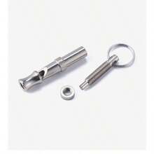 超声波狗哨 - 超声波可调音调宠物训练工具，带钥匙扣，无需电池（银色）