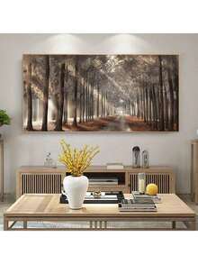 1 幅自然阳光帆布画、树木海报、风景森林墙壁艺术画，适用于客厅、卧室、办公室、斯堪的纳维亚印刷品、家居装饰，无画框 - 彩色 - 查看 4