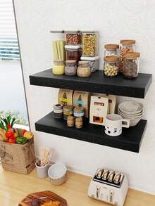 1 pieza Estantería flotante para pared, estantes de madera contrachapada con soportes invisibles para decoración y almacenamiento en la sala de estar, dormitorio, baño y cocina