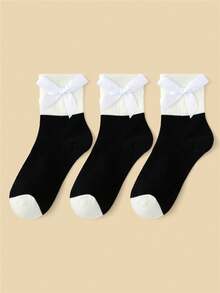 6 Pares/set Calcetines De Niña Con Boca De Burbuja Y Pila, Calcetines Hasta La Mitad De La Pantorrilla Transpirables Y Cómodos - Blanco - Ver 14
