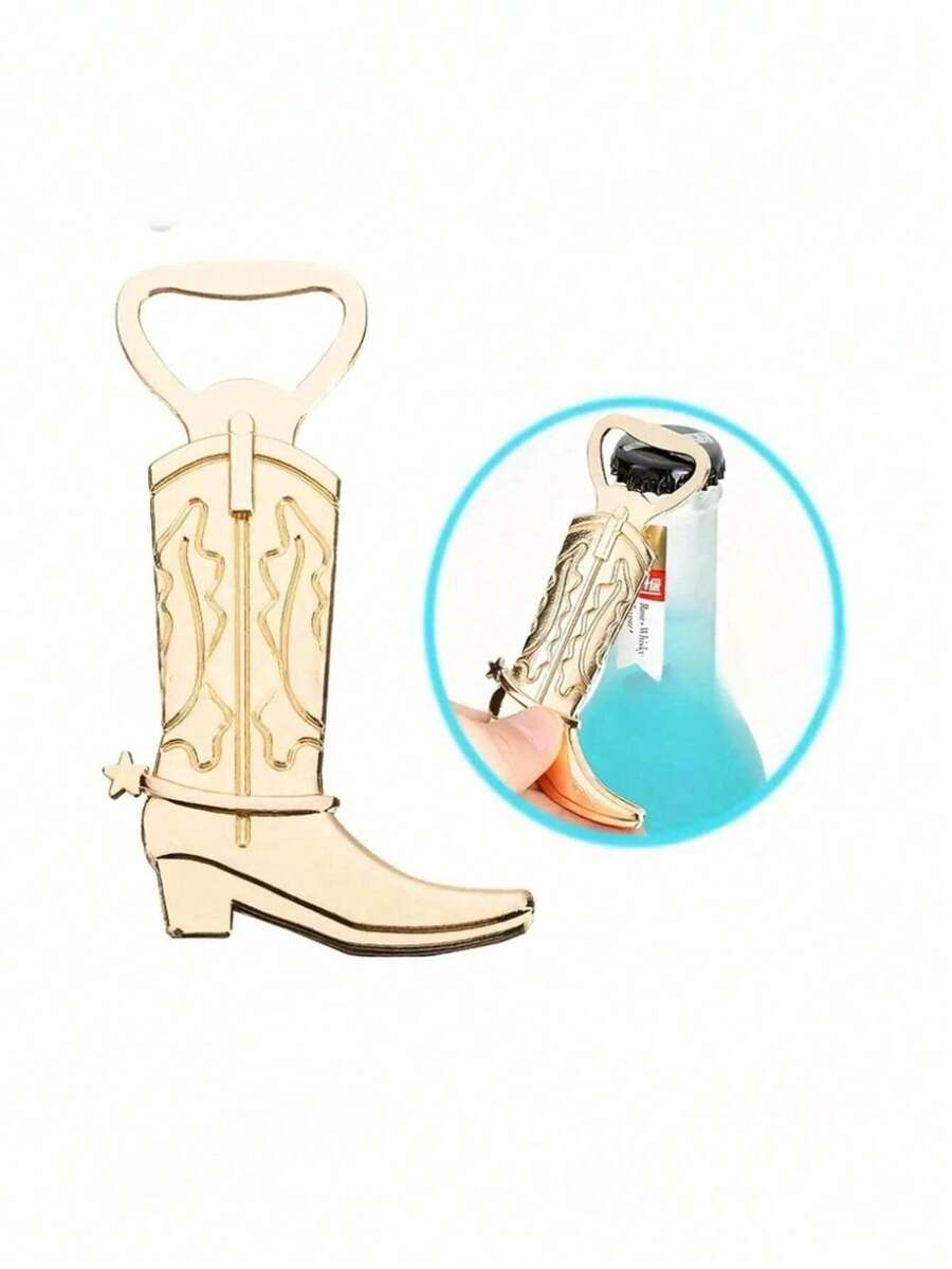 1 pezzo Apribottiglie a forma di stivale in metallo dorato, strumento creativo per bar, adatto per festival, matrimoni, feste, birra, lattine. Perfetto per San Valentino, matrimoni, compleanni, Ognissanti e feste di Natale