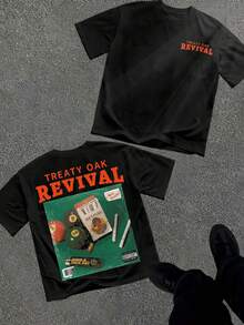 Treaty Oak Revival (180 Cotton T-Shirt) Men's Round Neck And Short Sleeves, Casual Cotton, Casual Fashion, Suitable For Indoor And Outdoor Wear And Holiday Gifts - 黑色 - 查看 1