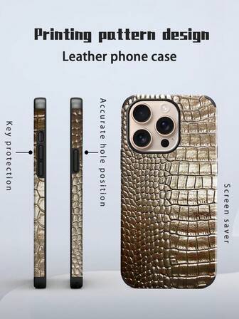 1 件黑色鳄鱼皮纹理防震保护手机壳，带旋转声音设计，适用于