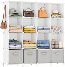 HOMIDEC Closet Organizers And Storage, 16 Cube Storage Organizer, Closet Organizer Bookshelf Cubes Shelves For Clothes, Bedroom, Kids Room, Bathroom, Wardrobe, Garment Racks, White - 透明的 - 查看 1