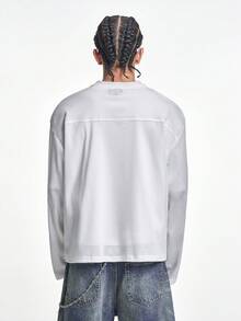 MT99 Sports Jersey New Mesh Print Numeric White Long Sleeve V-Neck Casual Outerwear - White - View 2