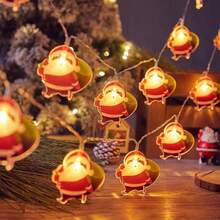 1 pieza Iluminación navideña de 1.5m con 10 luces, decoración de habitación con barba de Papá Noel, mochila de Papá Noel, árbol de Navidad. Adecuado para decoración de fiesta de Navidad, decoración de sala de estar, decoración navideña del hogar, luces para decoración interior y exterior (baterías no incluidas, se requieren baterías AA)
