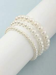 3pcs/Set Kids Cute Princess Style Pearl Bracelets