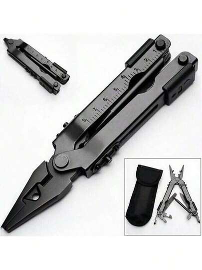 New Stainless Steel Black 8-In-1 Emergency Pliers For Both Home And Outdoor Use. Portable Tool For Camping, Can Opening And Bottle Opening.