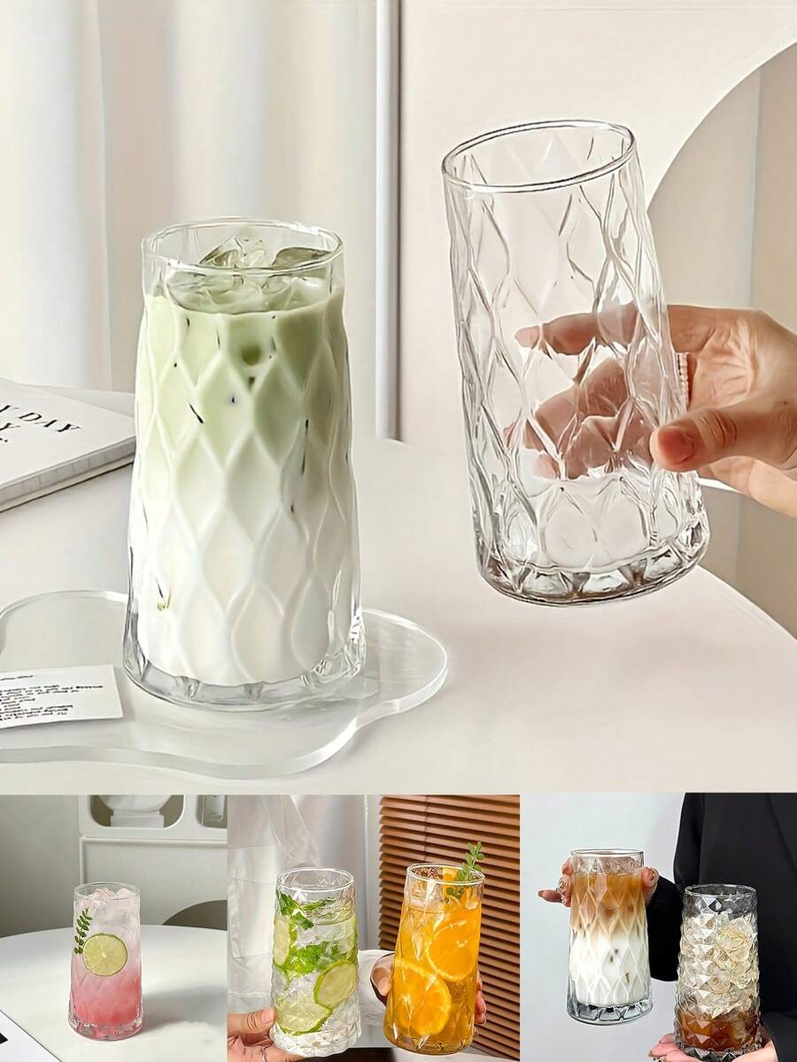 1件 500ml/17.6oz 早餐玻璃杯、調酒杯、奶昔杯，可重複使用且僅限手洗，無鉛玻璃，適用於冰咖啡、果汁、威士忌和啤酒，居家、酒吧與餐廳使用的完美選擇