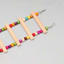 1 Vivid Parrot Climbing Ladder Toy - Soft Wooden Birdcage Accessory With Colorful Beads, Multiple Lengths, Multi-Level Cognitive Skills And Games, Suitable For All Birds, Randomly Colored Beads, Bird Toys | Fun Design | Durable Wooden Ladder