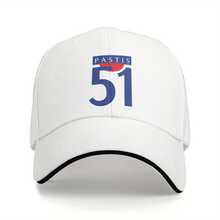 51 Pastis Retro Baseball Cap - Black, Blue, And Red Design, Breathable Polyester, Adjustable Snapback, Lightweight And Durable, Suitable For Summer, Outdoor Activities, And Casual Wear, Perfect Gift For Sports Enthusiasts, Sports Cap |   Vintage Baseball Cap |   Durable Headwear - 黑色 - 查看 2