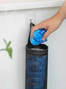 1pc Small Size Home Plastic Bag Holder, Wall Mounted Grocery Bag Dispenser, Hanging Storage For Kitchen Trash Bags Kitchen Tools