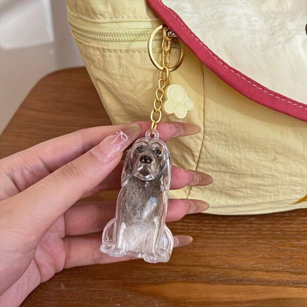 A Dog Hair Storage Creative Pendant, Keychain Bag, Hanging Decoration, Capsule Collection, Commemorative Cartoon Pet Hair Hanging Decoration Cute Sitting Dog Keychain Organizer - Transparent Pet Lover With Chain Connection - Acrylic-Like Storage Box Pendant For Keys Halloween Accessories Teachers Day Christmas Gift Ideas Bag Lanyards With Id Holder Car Accessories Bag Charms Car Accessories Friend Sister