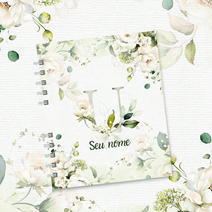 Personalized A5 Floral Notebook With Initial And Name - U - Ver 1