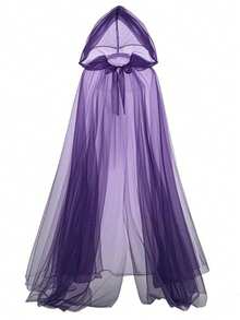 2 piezas/1 pieza Capa larga de malla gótica oscura con capucha de estilo europeo y americano de doble capa para celebración de Halloween, disfraz unisex de bruja; Combo de accesorios para fiesta de vacaciones. Capa larga de malla gótica oscura con capucha de doble capa, unisex. Nuevo conjunto de chal de unicolor retro con cordón y máscara de media cara, capa de novia vampiro