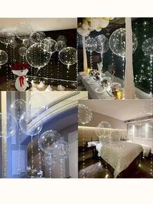 1/5/10 LED Glitter Bubble Balloons, Clear Glow Balloons For Birthday Decorations, Wedding Decorations, Anniversaries, Holiday Celebrations, Proposals, Parties, Graduation Summer Gifts Beach Back To School Supplies Room Decoration