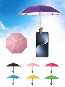 Parasol z zaciskiem na telefon 1 szt./2 szt., wodoodporny parasol przeciwsłoneczny do użytku na zewnątrz z uchwytem na telefon, mini parasol z filtrem UV na lekki deszcz, uniwersalna osłona przeciwsłoneczna do telefonu, zewnętrzna osłona przeciwsłoneczna z powłoką antyrefleksyjną do telefonu, niezbędne akcesoria podróżne, artykuły szkolne, artykuły na wakacje, kemping, niezbędne akcesoria wakacyjne