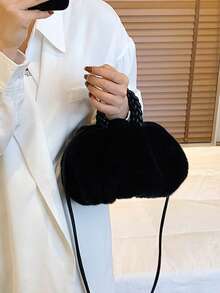 Yogodlns Multi Functional Furry Shoulder Bag Fashionable Women Bucket Handbag Soft Plush Crossbody Bags Fur Cloud Bags Simple Design Women Soft Plush Shoulder Bags Winter Furry Ladies Clutches Purse Small Handbags Fashion Female Crossbody Bags, New Arrival Fur Bag For Women